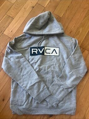 RVCA Grey Hoodie with Navy and White Logo